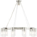 Ten-light metal chandelier with shades in nickel finish, featuring clear glass shades, designed for modern home lighting.