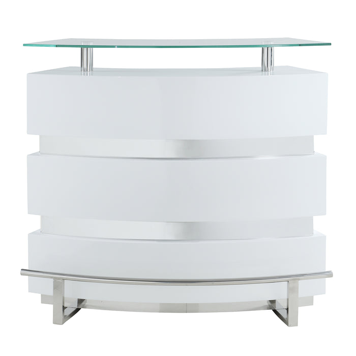 Chintaly XENIA-BAR-WHT-CER Stainless Steel & Wooden Bar Base Gloss White / Polished SS