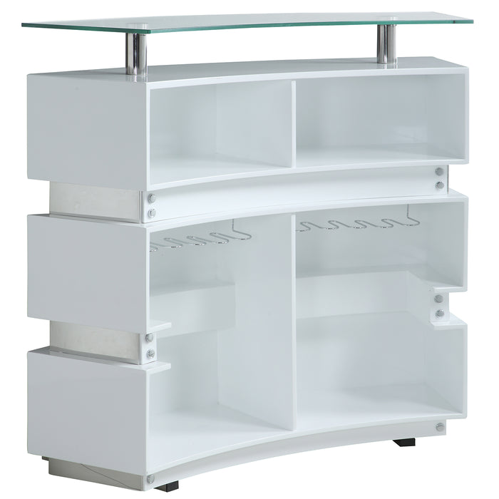 Chintaly XENIA Stainless Steel & Wooden Bar Base Gloss White / Polished SS