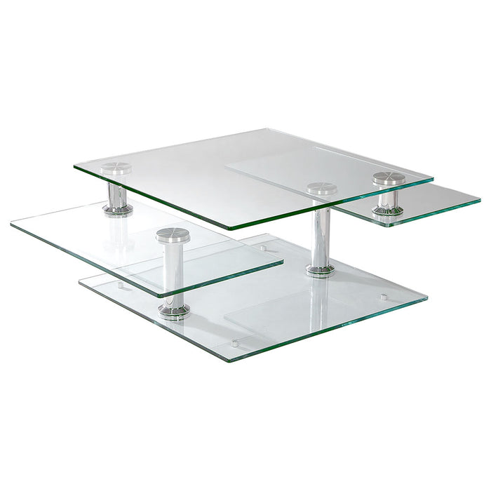 Chintaly 8052 Square Glass Cocktail Table Base Clear / Chrome