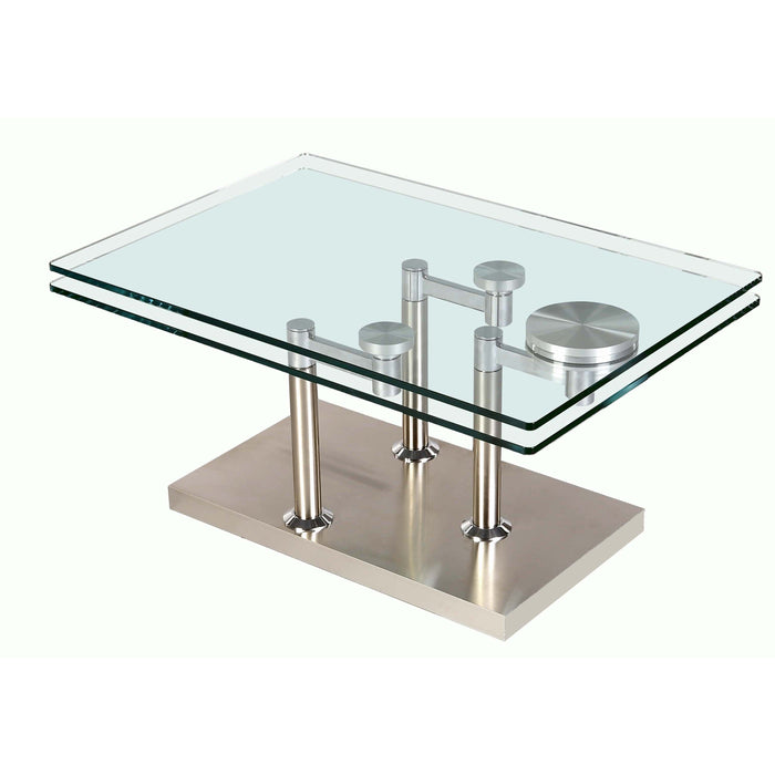 Chintaly 8164 Two Rectangular Motion Clear Glass Tops Clear