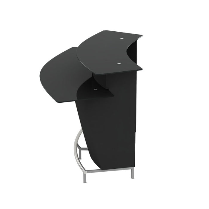 Chintaly BROADWAY Black Glass Bar Top & Shelf Gloss Black