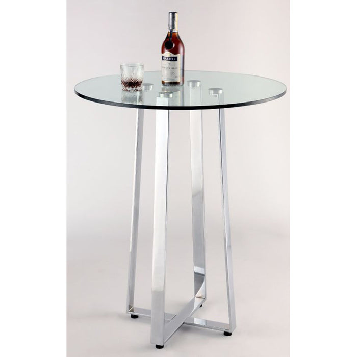 Chintaly CHAMBERS 29" Round Glass Bar Table Top Clear Glass