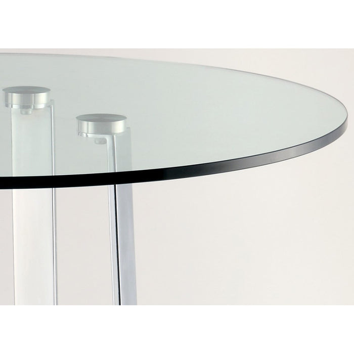Chintaly CHAMBERS 29" Round Glass Bar Table Top Clear Glass