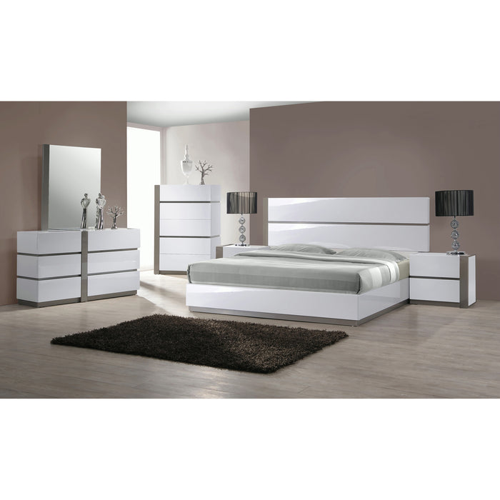 Chintaly MANILA King Bed Slats Gloss White & Gray