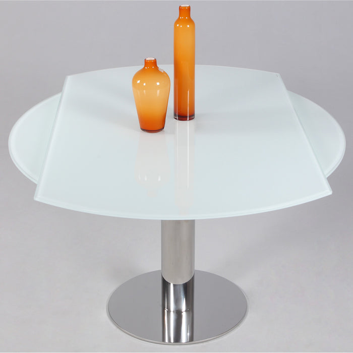Chintaly TAMI Contemporary Motion-Extendable White Starphire Glass Top White Glass