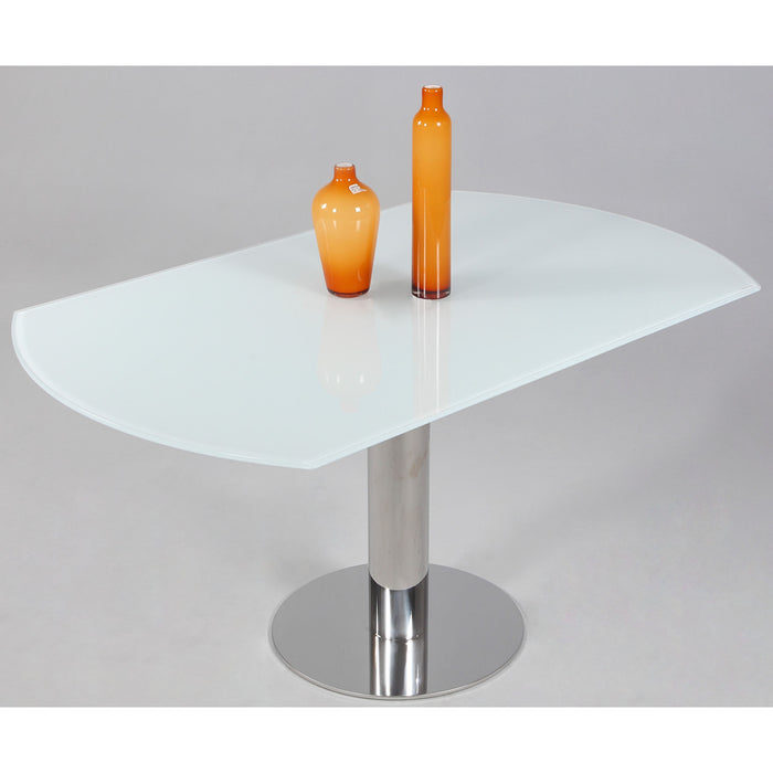Chintaly TAMI Contemporary Motion-Extendable White Starphire Glass Top White Glass