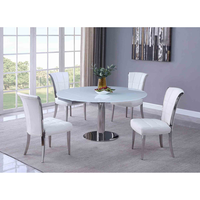 Chintaly TAMI Contemporary Motion-Extendable White Starphire Glass Top White Glass