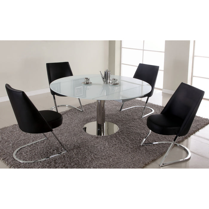 Chintaly TAMI Contemporary Motion-Extendable White Starphire Glass Top White Glass