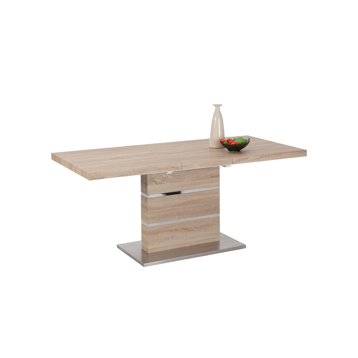 Chintaly LABRENDA Veneer Wooden Pedestal w/ Steel Accents Light Oak Veneer / Polished SS