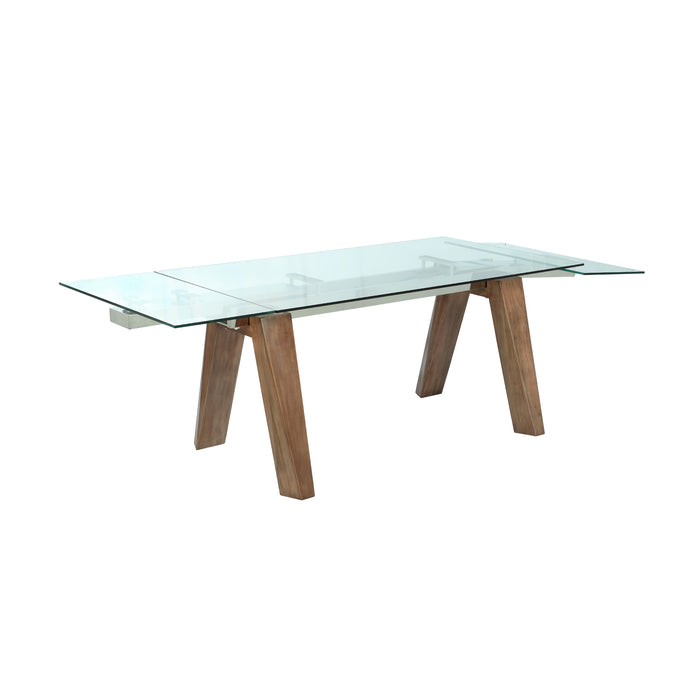 Chintaly ESTHER 35"x 63-95" Glass Top w/ 2 Pull-out Extensions Clear