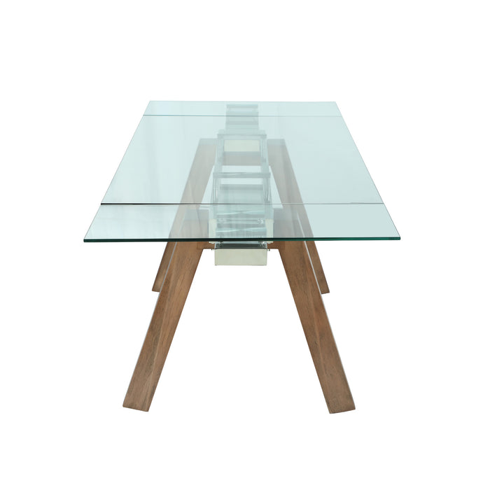 Chintaly ESTHER 35"x 63-95" Glass Top w/ 2 Pull-out Extensions Clear