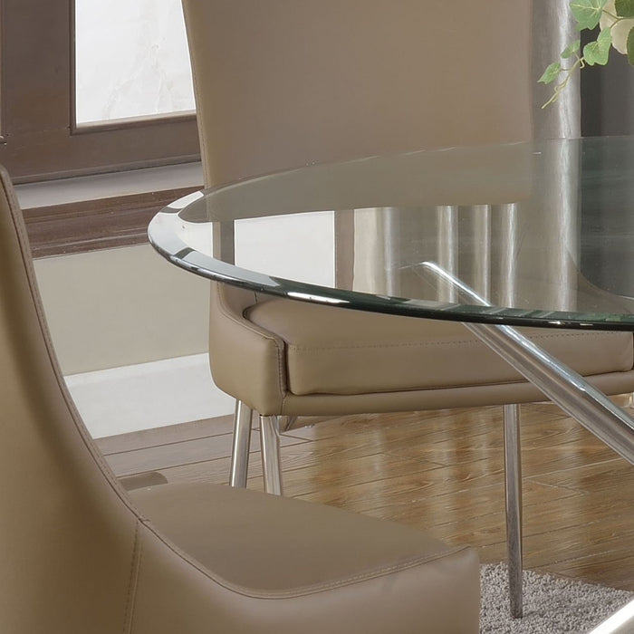 Chintaly PATRICIA 43" Round Clear Tempered Glass Dining Table Top Clear