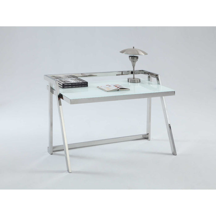 Chintaly 6008 COMPUTER DESK 26"x 47" Rectangular Starphire Glass Top Super White