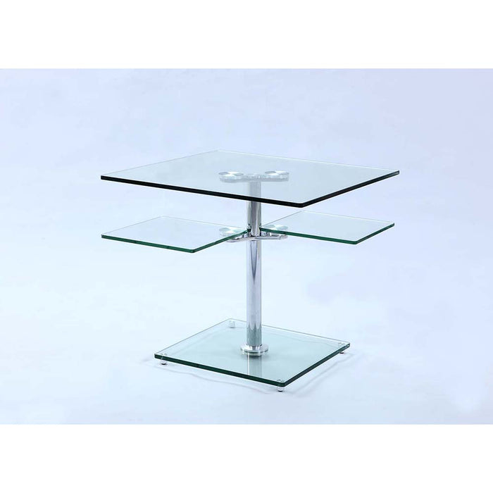 Chintaly 8052 Lamp Table Square Glass Tops & Base Clear