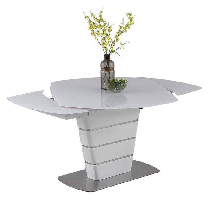 Chintaly CHARLOTTE 39"x 55" White Starphire Glass Top w/ 2 Motion Extensions Super White