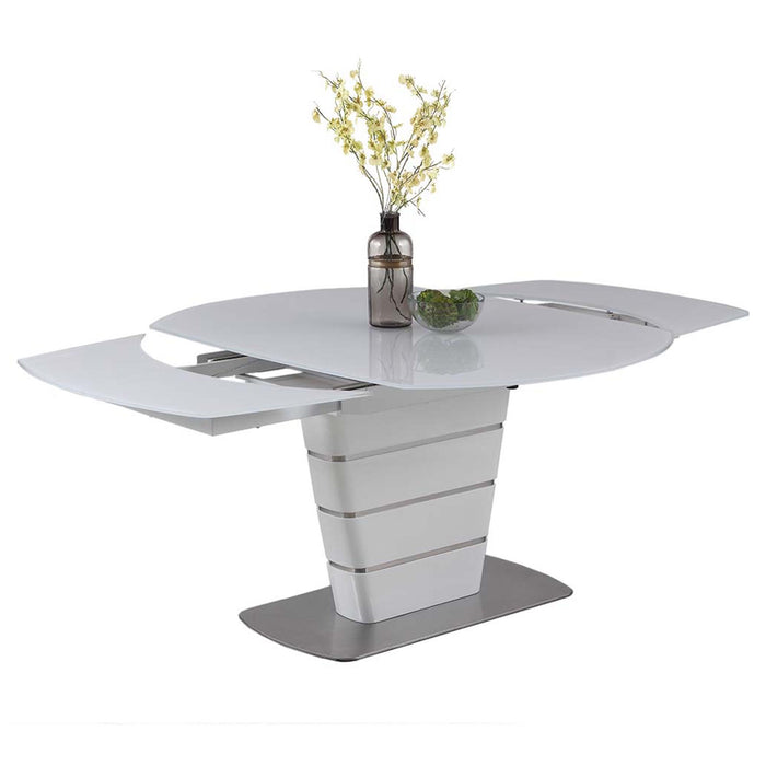 Chintaly CHARLOTTE 39"x 55" White Starphire Glass Top w/ 2 Motion Extensions Super White