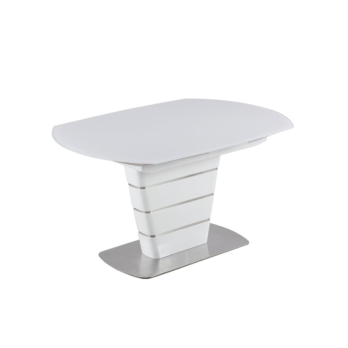 Chintaly CHARLOTTE Tapered Pedestal with Steel Accents Gloss White / Brushed SS