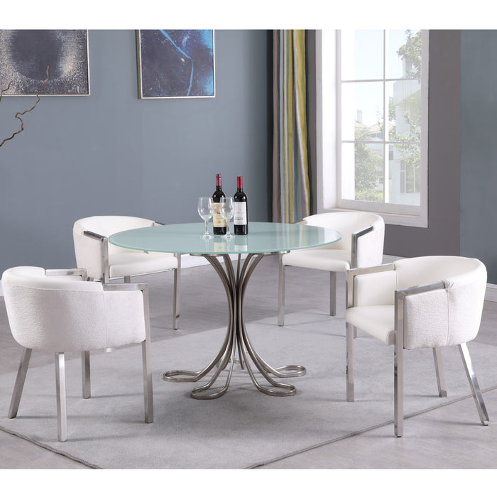 Chintaly WHITE GLASS 60" Round 1/2"-Thick Glass- Flat Polished Edge White