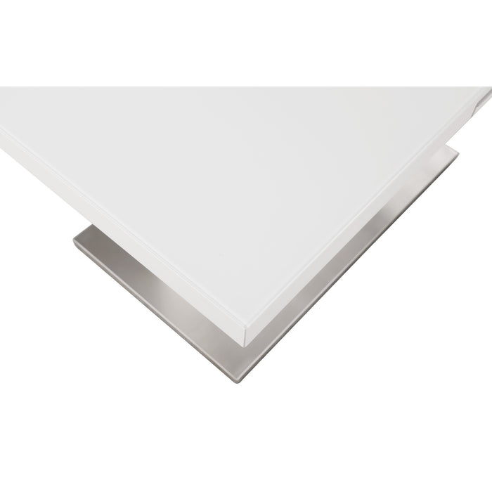 Chintaly VANESSA 32" x 47" White Starphire Glass Top w/ Pop-Up Extension Gloss White/Clear