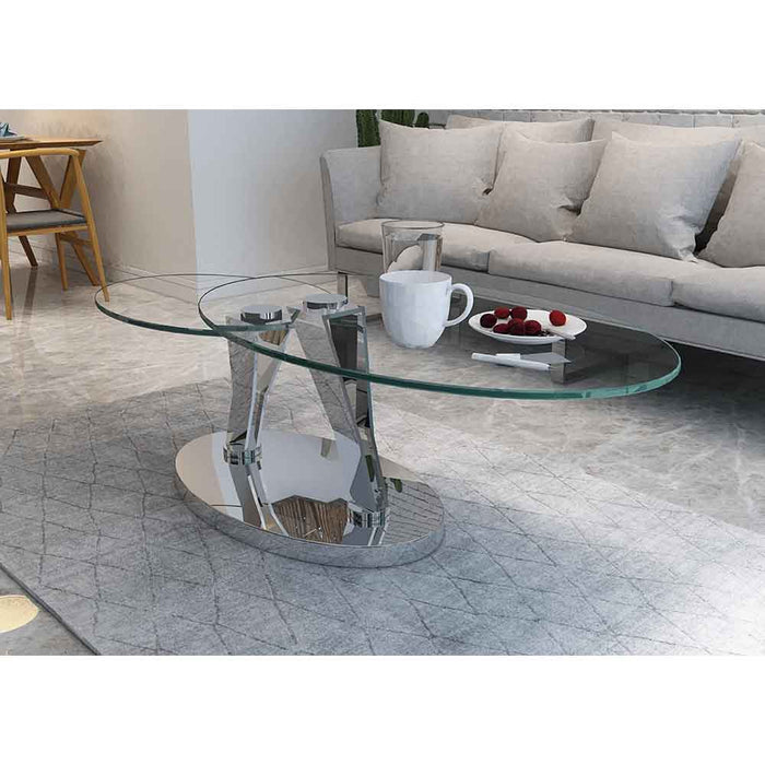 Chintaly 8045 Motion Cocktail Table Top Clear