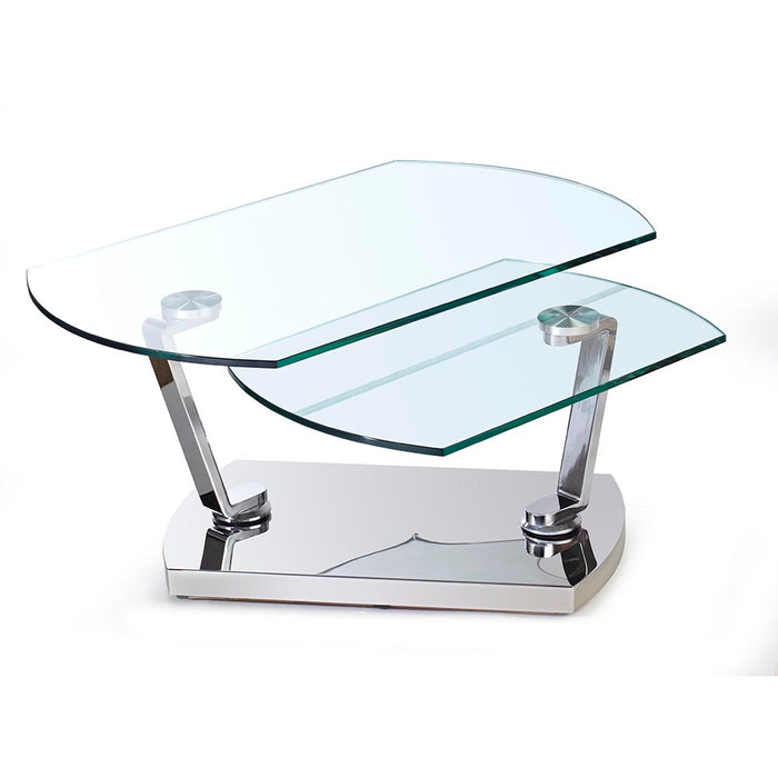 Chintaly 8062 Motion Cocktail Table Glass Top Clear