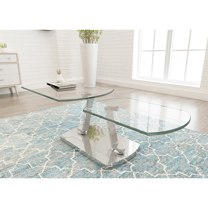 Chintaly 8062 Motion Cocktail Table Glass Top Clear