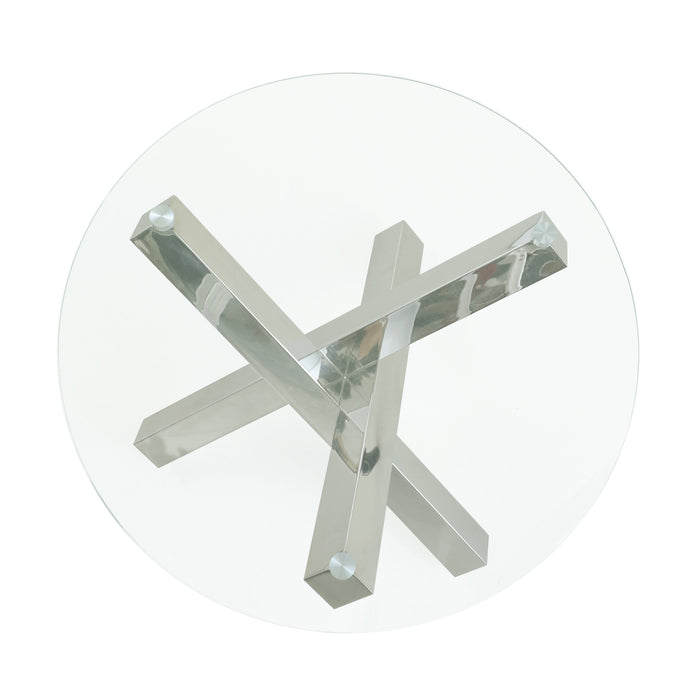 Chintaly 9008-OCC 28" Round Glass Top Clear