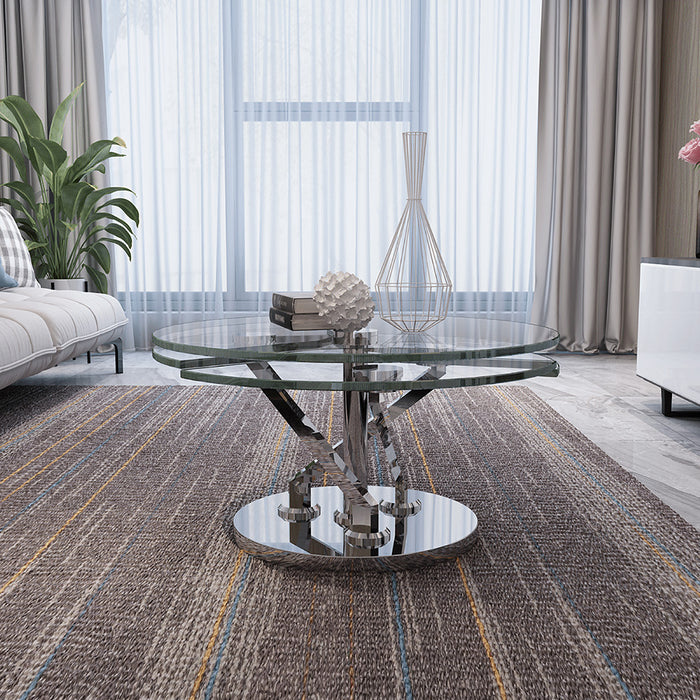 Chintaly 8081 Contemporary Motion Cocktail Table Top Clear
