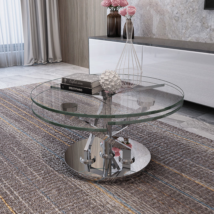 Chintaly 8081 Contemporary Motion Cocktail Table Top Clear