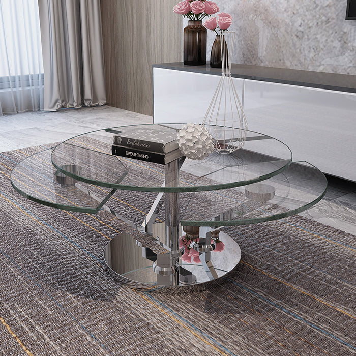 Chintaly 8081 Contemporary Motion Cocktail Table Top Clear