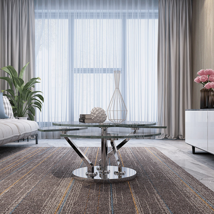 Chintaly 8081 Contemporary Motion Cocktail Table Top Clear