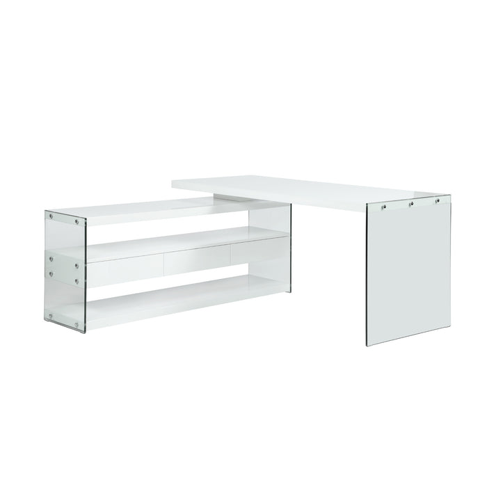 Chintaly 6902-DSK Wooden Shelves & Drawers Gloss White / Clear