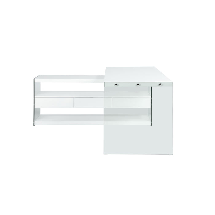 Chintaly 6902-DSK Wooden Shelves & Drawers Gloss White / Clear
