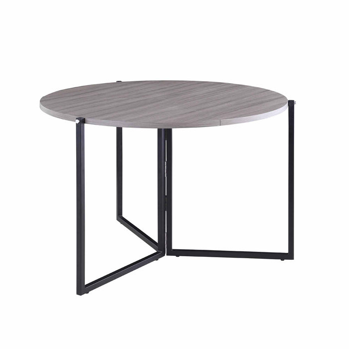 Chintaly 8389 43" Round Foldaway Dining Table Matte Gray / Matte Black