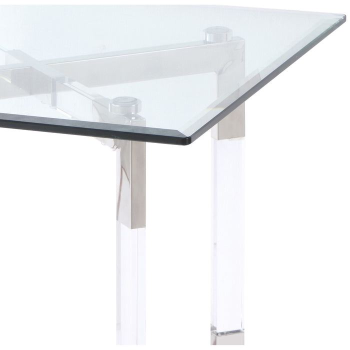 Chintaly YASMIN-OCC Floating Acrylic Lamp Table Base w/ Steel Accents Clear / Polished SS