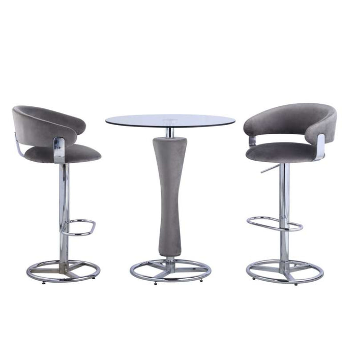 Chintaly DANIELLA Upholstered Pedestal Chrome