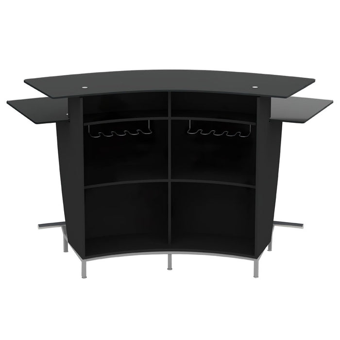 Chintaly BOWERY-BAR Rounded Teardrop Moon Bar Top w/ Stemware Storage White Gloss