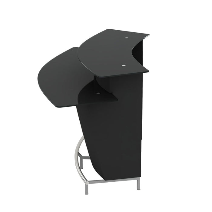 Chintaly BOWERY-BAR Rounded Teardrop Moon Bar Top w/ Stemware Storage White Gloss