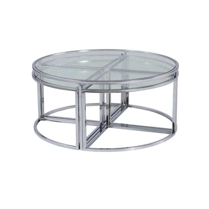 Chintaly ARIEL-CT-NST Nesting Cocktail Table Glass Top & Steel frames Clear /  Chrome