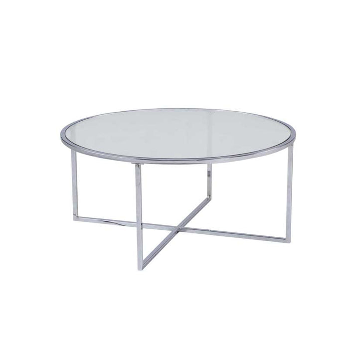 Chintaly ARIEL-CT-NST Nesting Cocktail Table Glass Top & Steel frames Clear /  Chrome