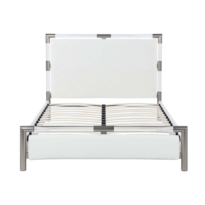 Chintaly BARCELONA King Bed Side Rails & Slats Brushed Nickel