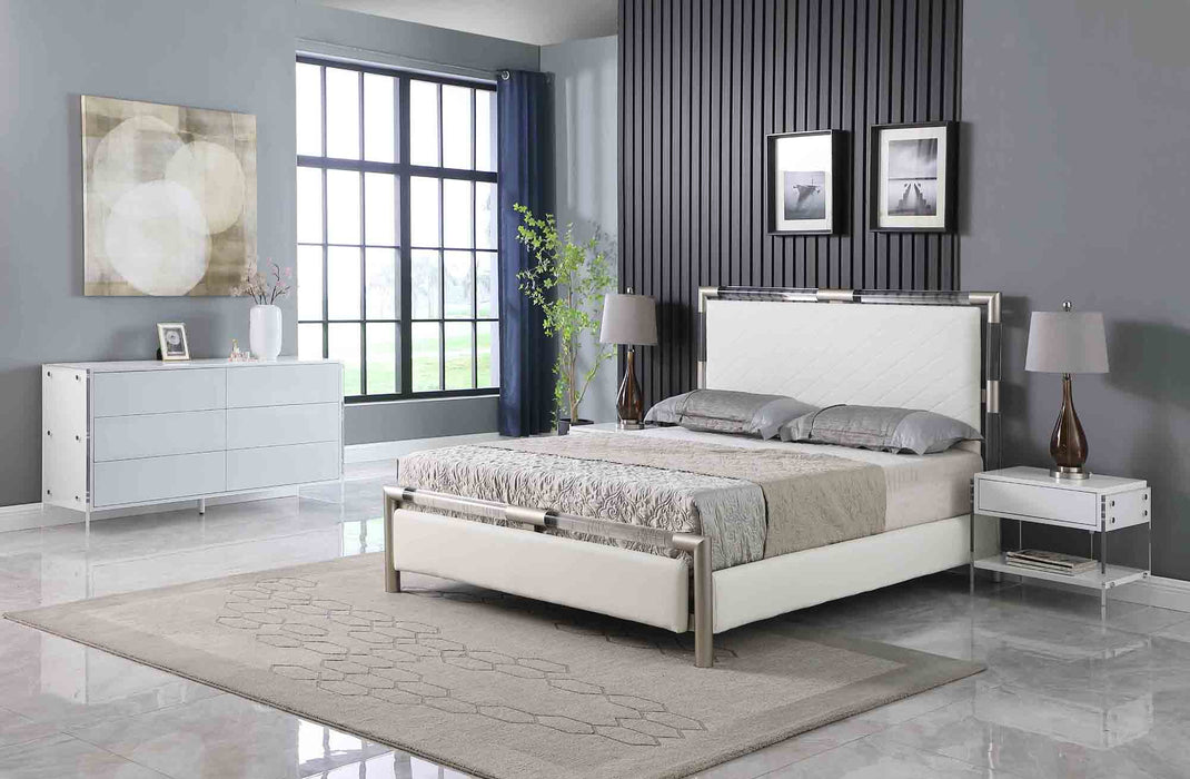 Chintaly BARCELONA King Bed Side Rails & Slats Brushed Nickel