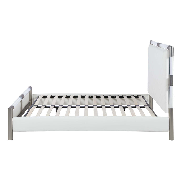 Chintaly BARCELONA Queen Bed Side Rails & Slats Brushed Nickel