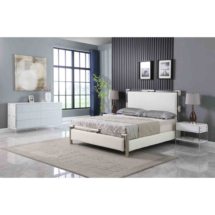 Chintaly BARCELONA Queen Bed Side Rails & Slats Brushed Nickel