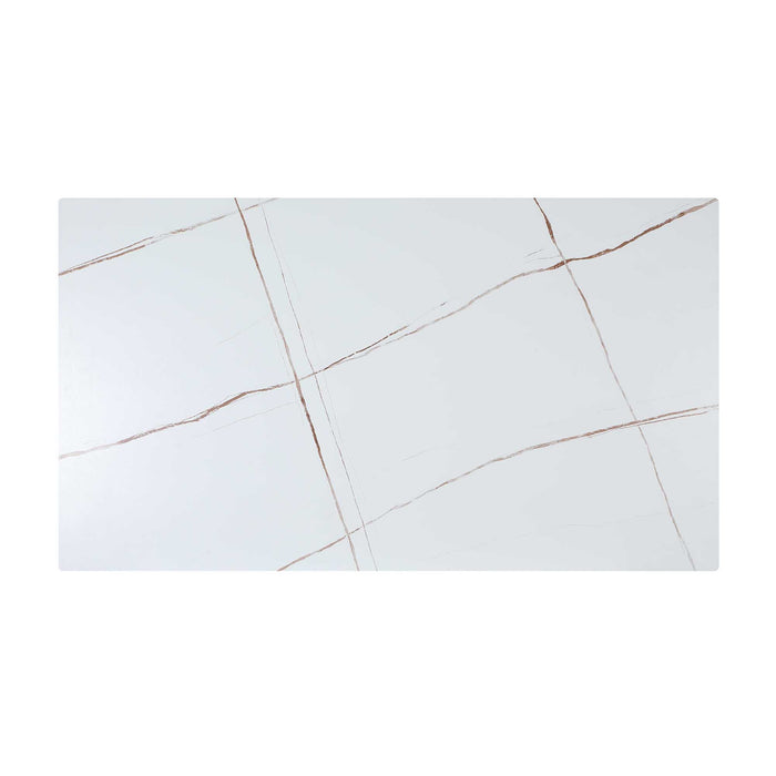 Chintaly MARY 35"x 63" Rectangular Top Marbleized Sintered Stone Slab Matte White