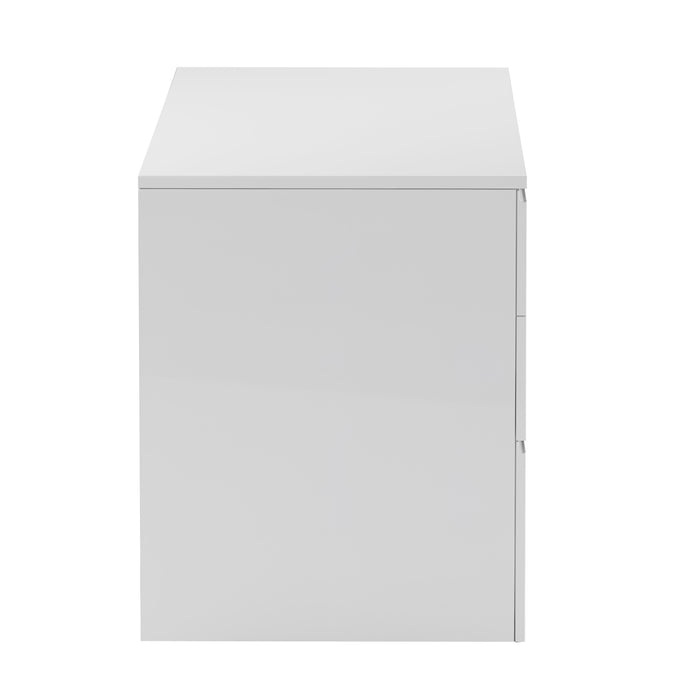 Chintaly 6906-DSK Wooden Left Base w/ 3 Drawers Gloss White