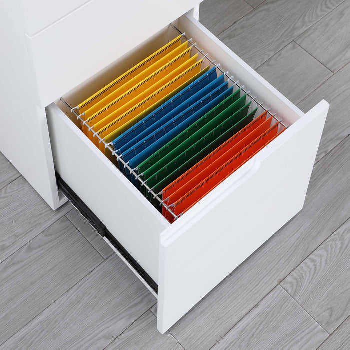 Chintaly 6906-DSK Wooden Left Base w/ 3 Drawers Gloss White