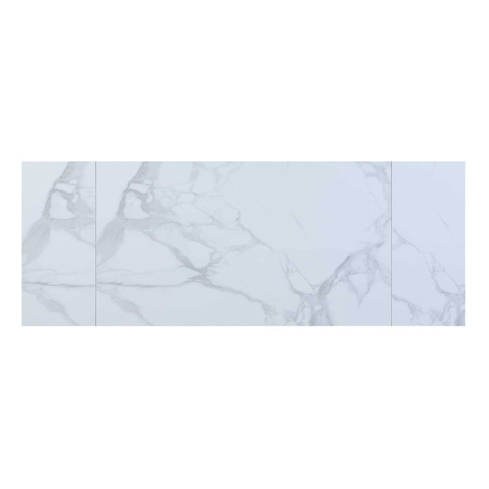 Chintaly ALEXANDRA 35"x 63-94" Marbleized Sintered Stone Top w/ 2 Pull-out Ext. Gloss White