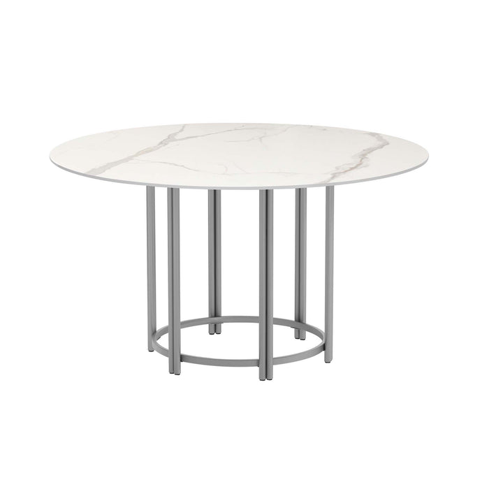 Chintaly KAMILA 53" Round Marbleized Sintered Stone Dining Table Top Matte White